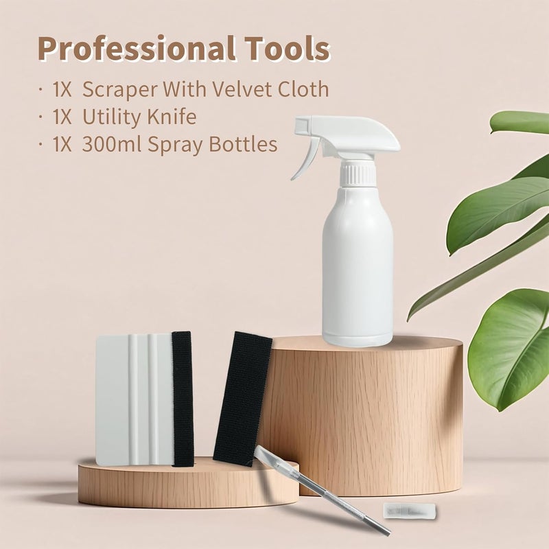 Kpdnjro The Five Piece Film Set Includes A Felt Scraper And An Additional Felt, A Carving Knife And Five Additional Blades, And A 300ml Spray Bottle. Suitable For Glass Coloring Film, Car Window Film. - Image 2
